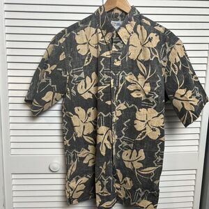 VTG Reyn Spooner Black Gold Hawaiian traditionals Beach Vacation shirt  L